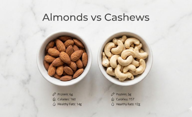 almonds vs cashews